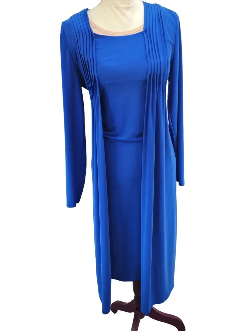 Antthony Studio Royal Blue Pleated Overlay Midi Dress XL
